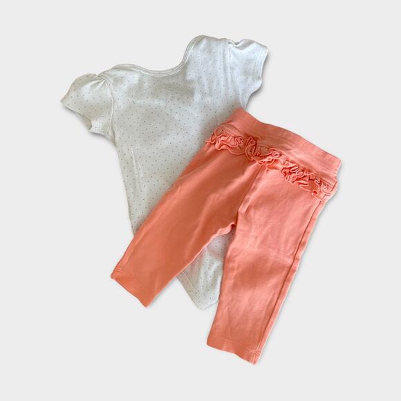 Carter’s Little Sister 2Pc Bodysuit & Pant Set | White/Peach | Sz 3-6M - Picture 5 of 5